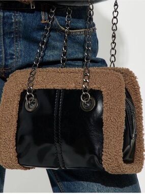 Zara Sherpa and Leather Purse